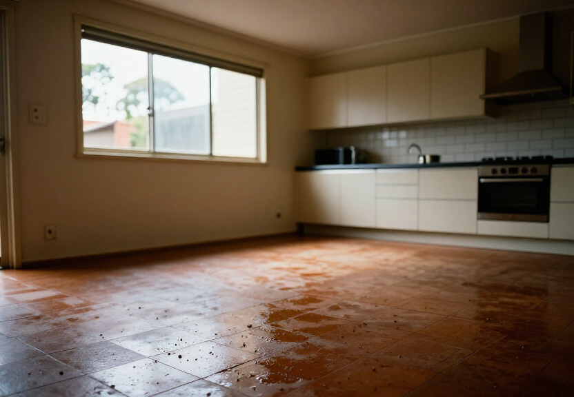 Spider web removal in a beachside kitchen